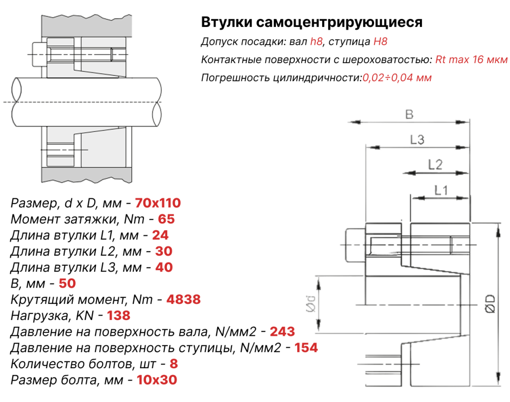 Чертеж втулка зажимная ВК13 70х110 Чертеж втулка зажимная ВК13 70х110
