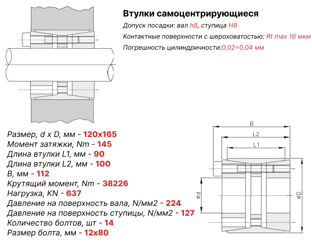 Чертеж втулка зажимная 120х165 Чертеж втулка зажимная 120х165
